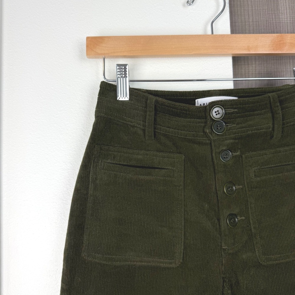 Apiece Apart Slim Marson Corduroy Pants Olive Green Ankle Cropped Granola Size 0 - Picture 6 of 12